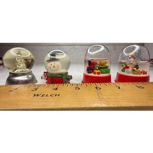 Set of 4 Adorable Christmas Snow Globes - Snowman, Mouse, Train & Lighthouse